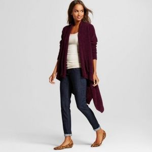 Merona Waterfall Cardigan Open Front Size XL Burgundy